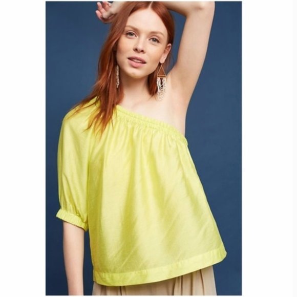 NWOT Anthro MAEVE Canary Leonie One-Shoulder Top size M - Picture 1 of 8
